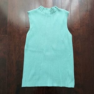 Pendleton Ribbed Sleeveless Mock Neck Women’s Sweater Top Size Medium Mint/Aqua